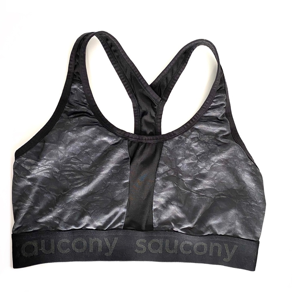 Saucony Grey Black Two Tone Sports Bra